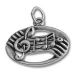 Silver treble clef musical note pendant