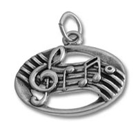 Silver treble clef musical note pendant