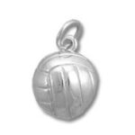 Small silver volleyball pendant charm