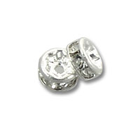 Two silver rhinestone spacer beads