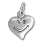 Silver heart charm with smiling face
