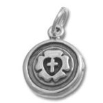 Silver Lutheran rose pendant with cross