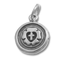 Silver Lutheran rose pendant with cross