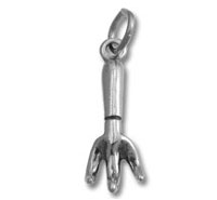 Silver three-prong garden fork charm pendant
