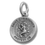 Saint Christopher medal pendant reading "Protect Us