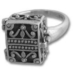 Ornate square-top silver signet ring