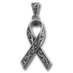 Silver ribbon pendant with Celtic knotwork