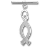 Silver ichthys fish charm with toggle clasp