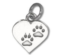 Heart-shaped pendant with two paw prints