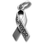 Silver Survivor ribbon charm pendant