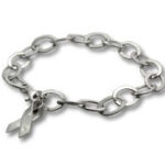 Silver chain bracelet with awareness ribbon charm