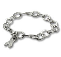 Silver chain bracelet with awareness ribbon charm
