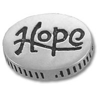 Circular metal token engraved "Hope