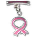 Pink breast cancer ribbon charm with clasp