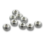 Shiny round silver beads with holes