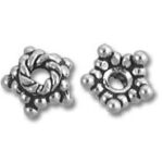 Two silver decorative spacer beads