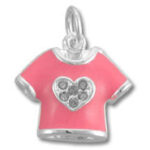 Pink t-shirt charm with rhinestone heart