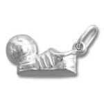 Silver bowling shoe and ball charm