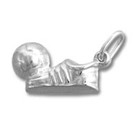 Silver bowling shoe and ball charm