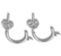 Pair of silver cat-face hoop earrings