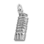 Silver Leaning Tower of Pisa charm