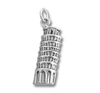 Silver Leaning Tower of Pisa charm