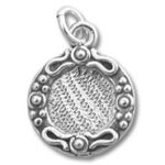 Round silver textured pendant charm