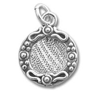 Round silver textured pendant charm