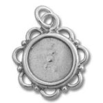 Silver round ornate pendant with three holes
