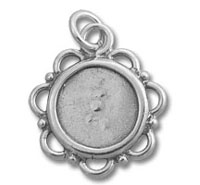 Silver round ornate pendant with three holes