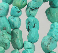 Turquoise nugget bead necklace close-up