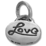 Silver oval pendant engraved with "Love