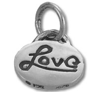 Silver oval pendant engraved with "Love