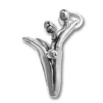 Silver floral letter V pendant