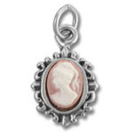 Silver cameo pendant with carved female profile