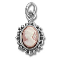 Silver cameo pendant with carved female profile
