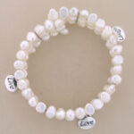 Pearl beaded bracelet with "Love" charm