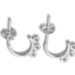 Silver hoop earrings with three bead accents