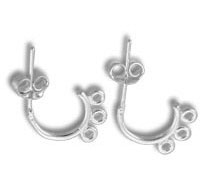Silver hoop earrings with three bead accents