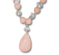 Pink teardrop gemstone necklace with silver accents