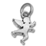 Silver dancing jester charm pendant