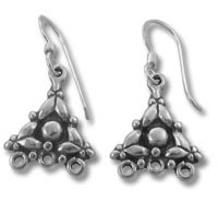Pair of silver floral cluster dangle earrings