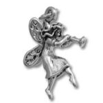 Silver fairy pendant playing a trumpet