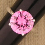 Round pink gemstone solitaire ring