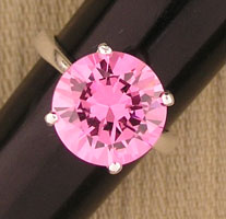 Round pink gemstone solitaire ring