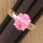 Silver ring with round pink gemstone