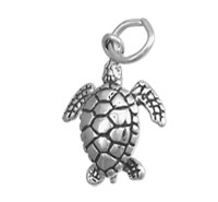silver sea turtle charm pendant