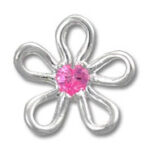 Silver flower pendant with pink gemstone