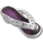 Silver flip-flop charm with purple insole