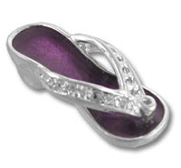Silver flip-flop charm with purple insole